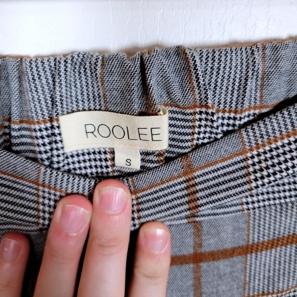 Roolee Gray Plaid Wide Leg Cropped Trousers Size Small Chic Preppy Pants - Picture 4 of 7